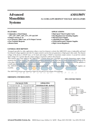 AMS1505CMV-50 datasheet - 5A ULTRA LOW DROPOUT VOLTAGE REGULATORS