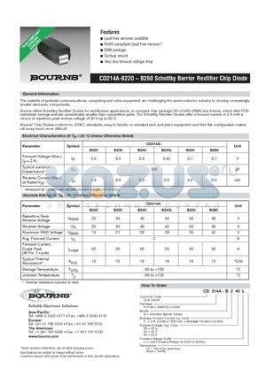 CD214A-B60LF datasheet - Schottky Barrier Rectifier Chip Diode