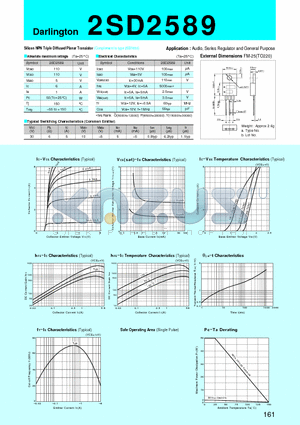 2SD2589 datasheet - Silicon NPN Triple Diffused Planar Transistor(Audio, Series Regulator and General Purpose)