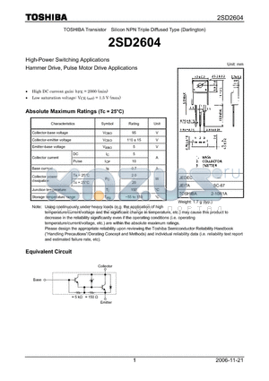 2SD2604_06 datasheet - Silicon NPN Triple Diffused Type (Darlington)