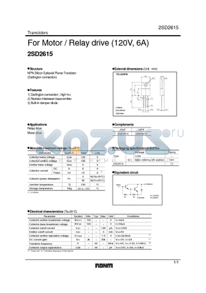 2SD2615 datasheet - For Motor / Relay drive (120V, 6A)
