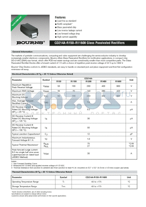 CD214A-R11600 datasheet - CD214A-R150~R11600 Glass Passivated Rectifiers