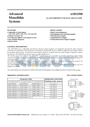 AMS1508CM datasheet - 8A LOW DROPOUT VOLTAGE REGULATOR