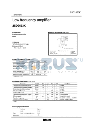 2SD2653K datasheet - Low frequency amplifier