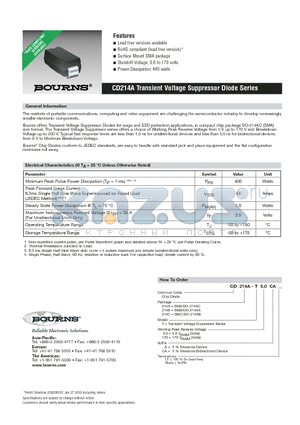 CD214A-T12CA datasheet - Transient Voltage Suppressor Diode Series