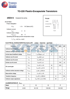 2SD313 datasheet - Plastic-Encapsulate Transistors
