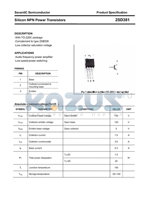 2SD381 datasheet - Silicon NPN Power Transistors