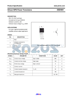 2SD401 datasheet - Silicon NPN Power Transistors