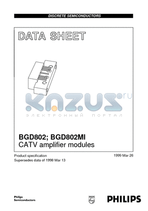 BGD802MI datasheet - CATV amplifier modules