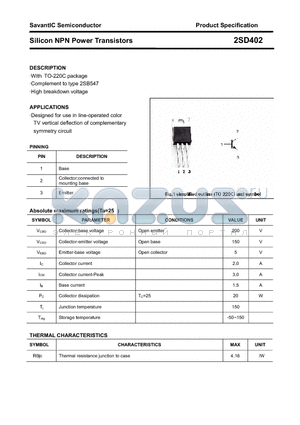 2SD402 datasheet - Silicon NPN Power Transistors