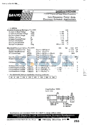 2SD400 datasheet - Low-Frequency Power Amp, Electronic Governor Applications