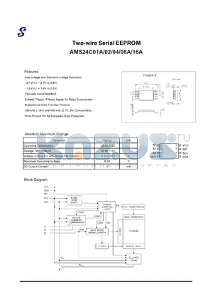 AMS24C04 datasheet - Two-wire Serial EEPROM