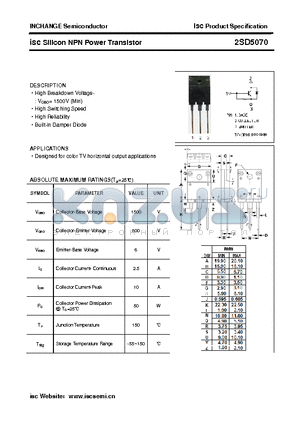 2SD5070 datasheet - isc Silicon NPN Power Transistor