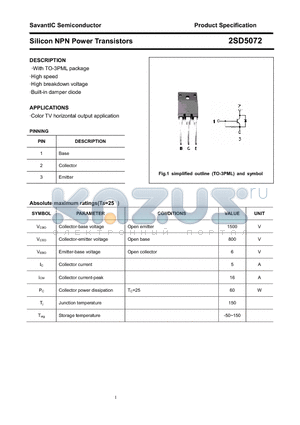 2SD5072 datasheet - Silicon NPN Power Transistors