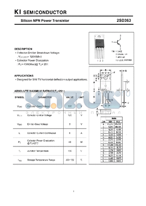 2SD363 datasheet - Silicon NPN Power Transistor