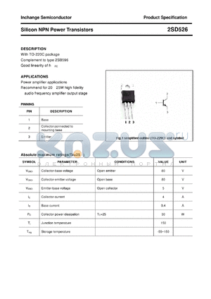 2SD526 datasheet - Silicon NPN Power Transistors