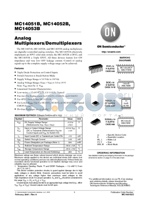 14051B/D datasheet - Analog Multiplexers/Demultiplexers