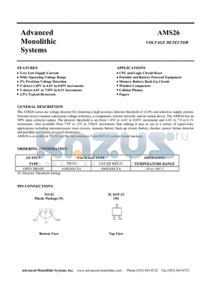 AMS26 datasheet - VOLTAGE DETECTOR