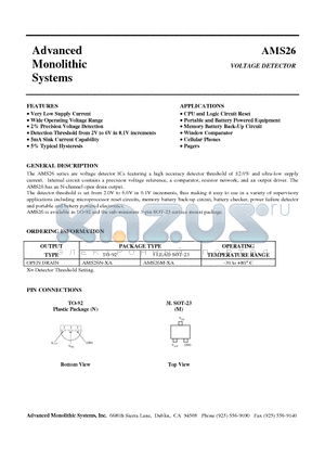 AMS26M-A datasheet - VOLTAGE DETECTOR