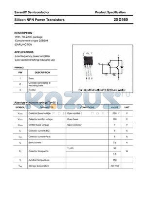 2SD560 datasheet - Silicon NPN Power Transistors