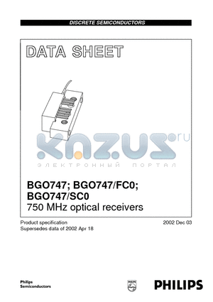 BGO747/SC0 datasheet - 750 MHz optical receivers