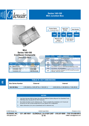 140B100XW-0000 datasheet - Mini Junction Box