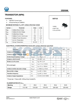 2SD596 datasheet - TRANSISTOR (NPN)