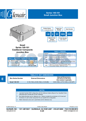 140B101XO-0000 datasheet - Small Junction Box