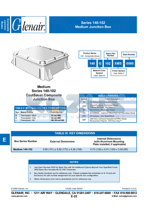 140B102XMS-0000 datasheet - Medium Junction Box