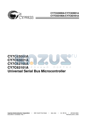 CY7C63000A-PC datasheet - Universal Serial Bus Microcontroller