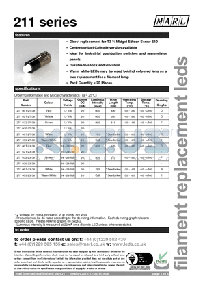 211-501-24-38 datasheet - Direct replacement for T3 l Midget Edison Screw E10