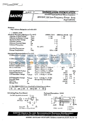 2SD612 datasheet - 25V/35V, 2A Low-Frequency Power Amp Applications