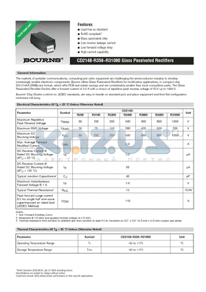 CD214B-R350 datasheet - CD214B-R350~R31000 Glass Passivated Rectifiers