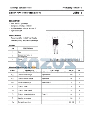 2SD613 datasheet - Silicon NPN Power Transistors