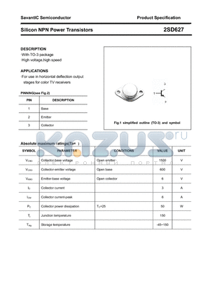 2SD627 datasheet - Silicon NPN Power Transistors