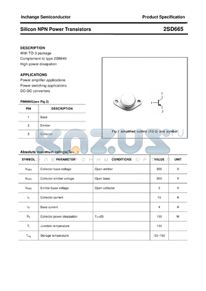 2SD665 datasheet - Silicon NPN Power Transistors