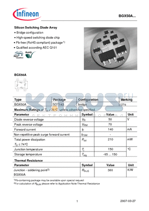 BGX50A_07 datasheet - Silicon Switching Diode Array