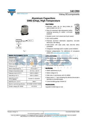 140CRH datasheet - Aluminum Capacitors SMD (Chip), High Temperature