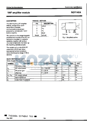 BGY145A datasheet - VHF amplifier module
