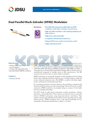 21101281-001 datasheet - Dual Parallel Mach-Zehnder (DPMZ) Modulator