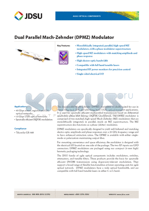 21101281-007 datasheet - Dual Parallel Mach-Zehnder (DPMZ) Modulator