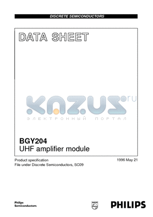 BGY204 datasheet - UHF amplifier module