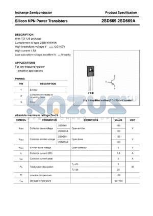 2SD669A datasheet - Silicon NPN Power Transistors