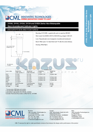 2110A1 datasheet - Neon-Incandescent Indicator Lights
