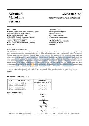 AMS3100A-2.5 datasheet - MICROPOWER VOLTAGE REFERENCE