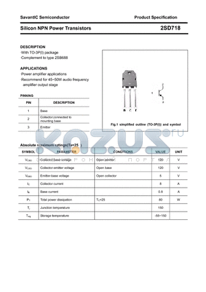 2SD718 datasheet - Silicon NPN Power Transistors