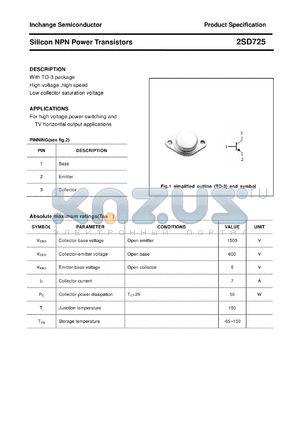 2SD725 datasheet - Silicon NPN Power Transistors