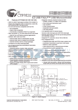 CY7C68013A datasheet - EZ-USB FX2LP USB Microcontroller