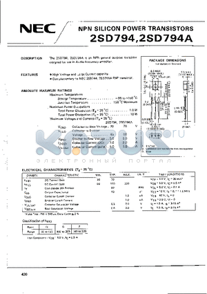 2SD794A datasheet - NPN SILICON POWER TRANSISTORS