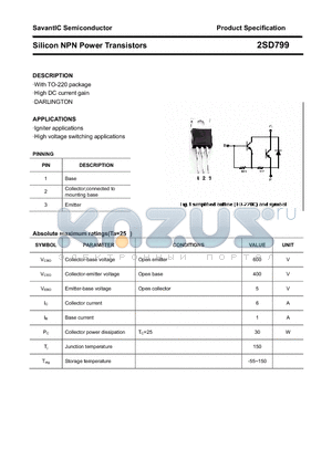 2SD799 datasheet - Silicon NPN Power Transistors